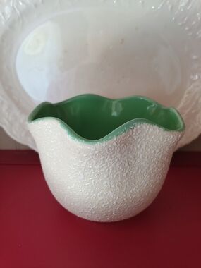 Vintage USA Pottery Vase Dish 4"